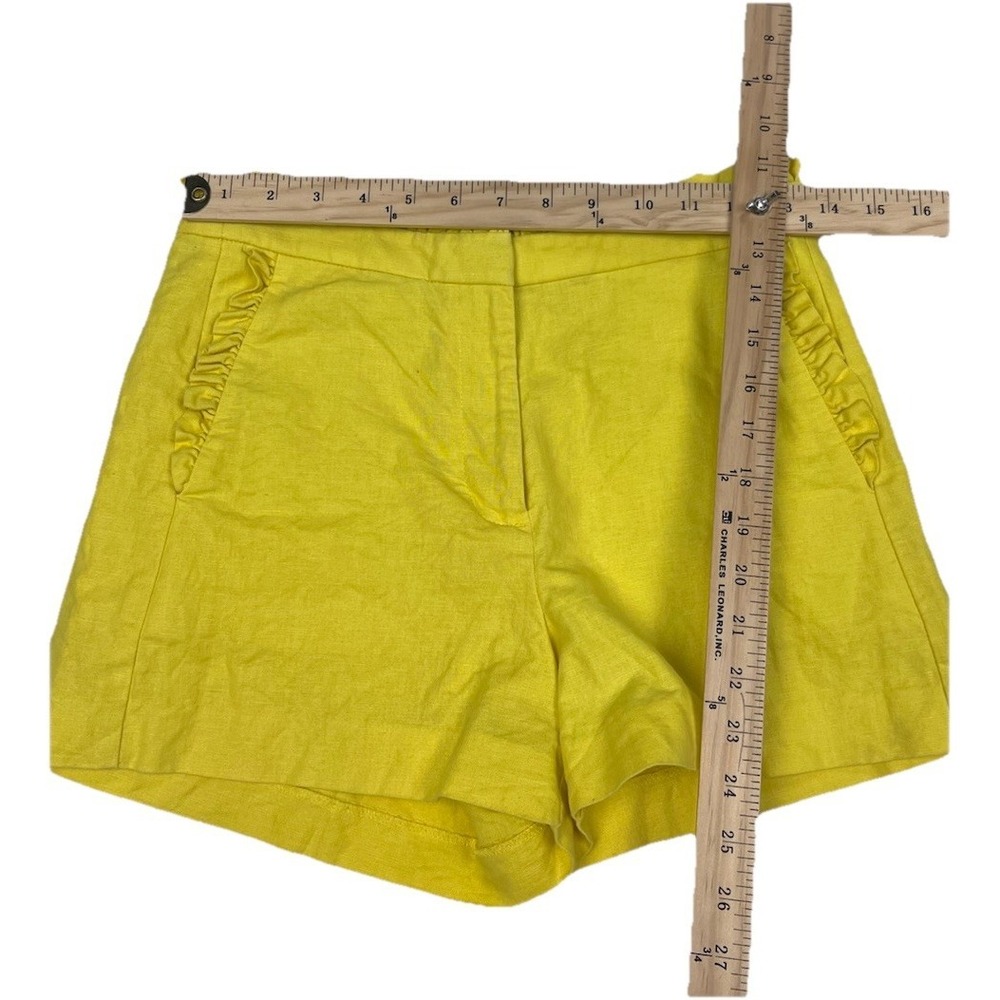 J.Crew Women 0 Yellow Cotton Blend‎ Preppy High-Rise Ruffle Trim Chino Shorts - Picture 6 of 9